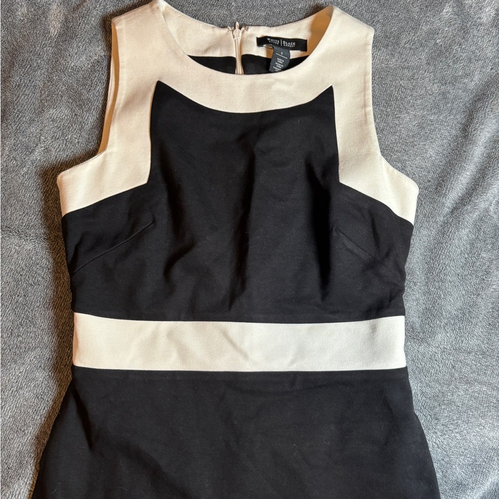 White House Black Market Black and white Midi Dress with bra strap holders - Picture 3 of 7